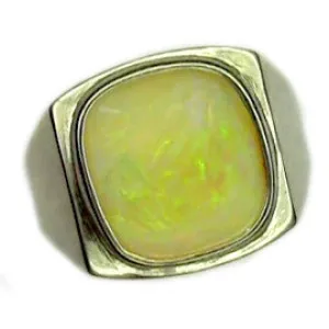 Orange Green Gold Crystal Mens Ring