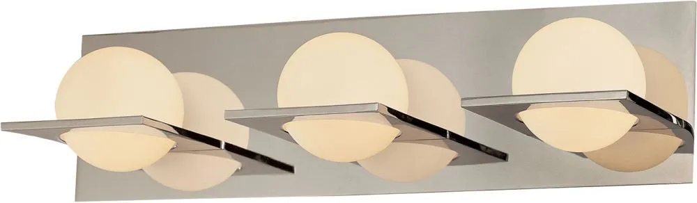 Orbit 3 Light Vanity In Matte Satin Nickel and White Opal Glass