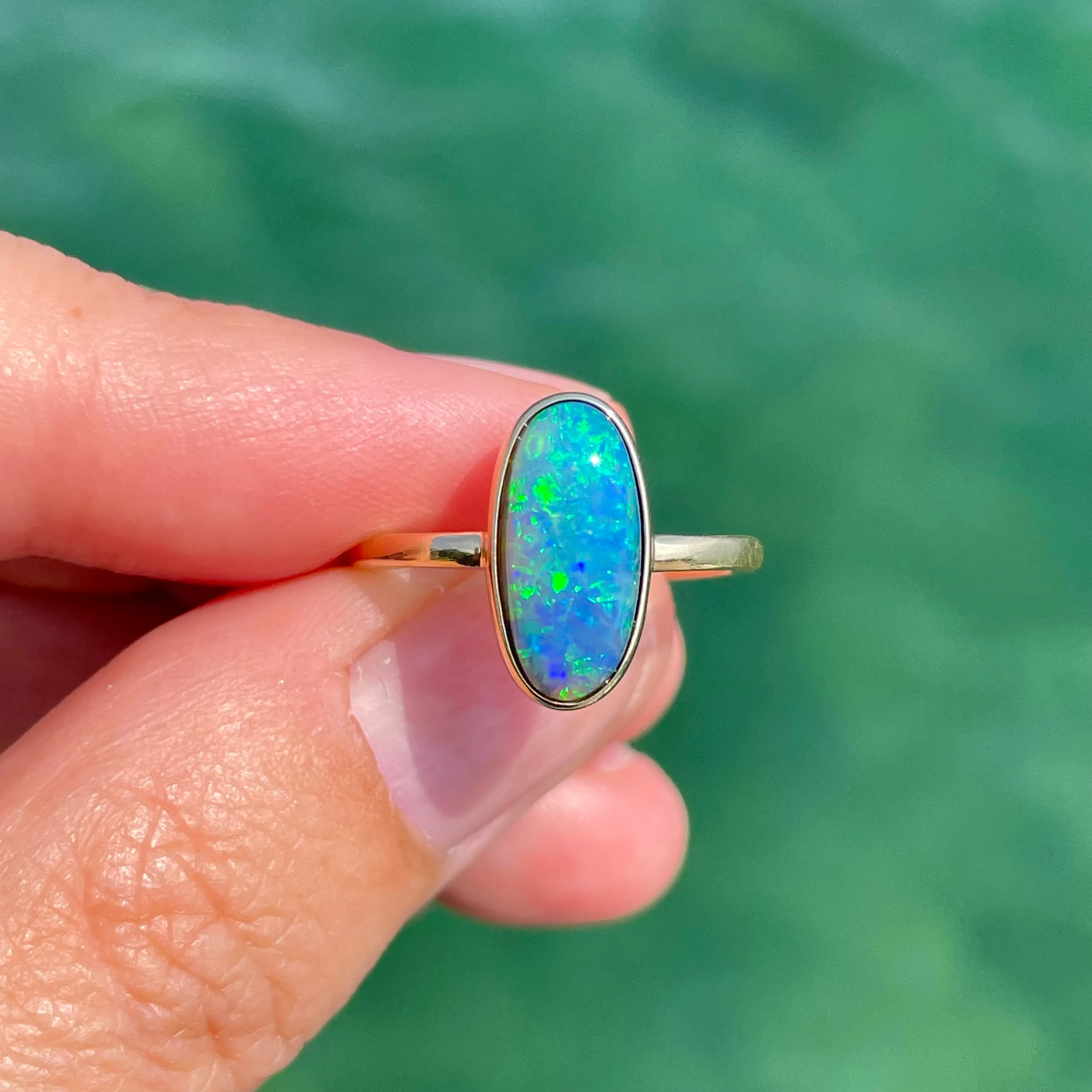 Oval Lightning Ridge Opal Ring