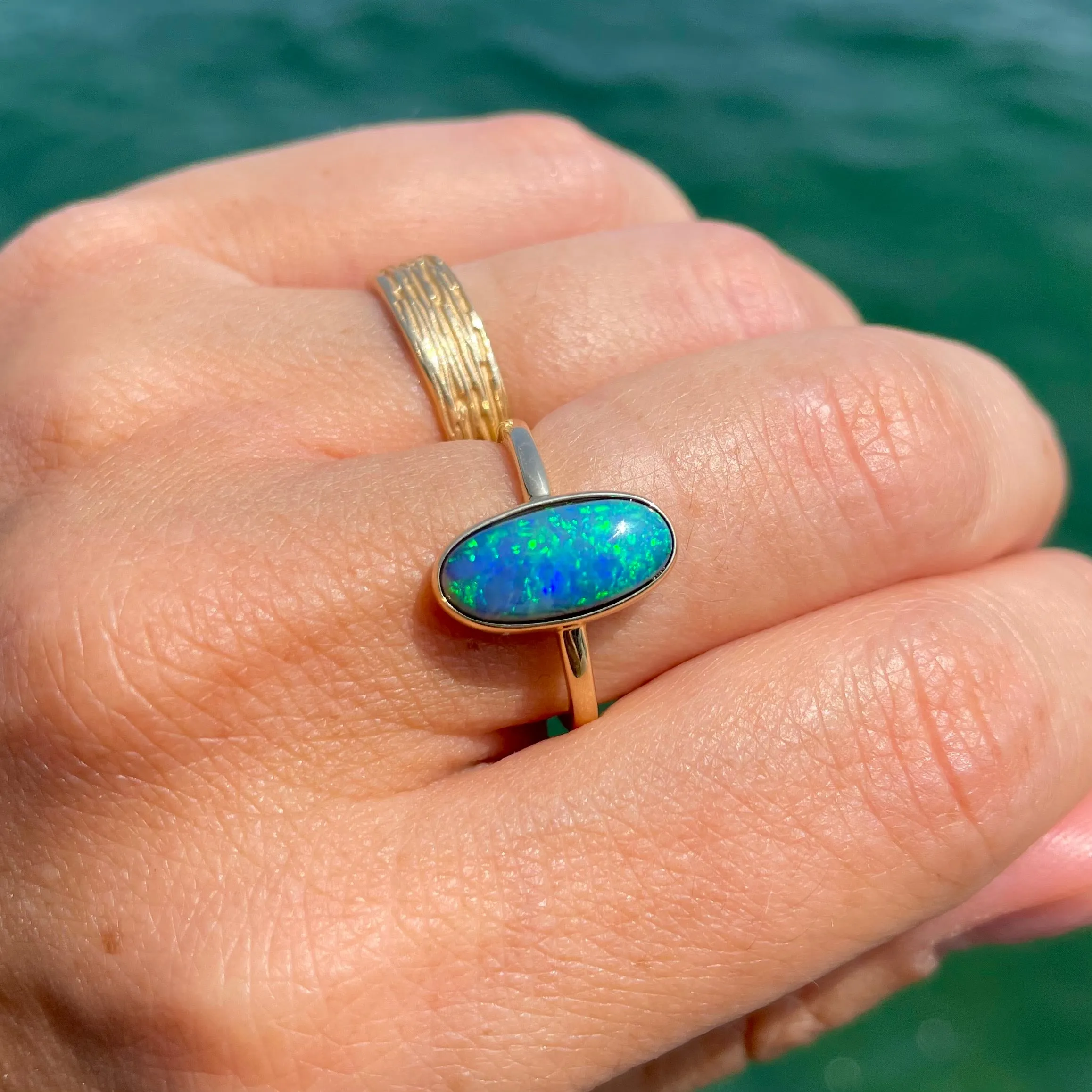 Oval Lightning Ridge Opal Ring