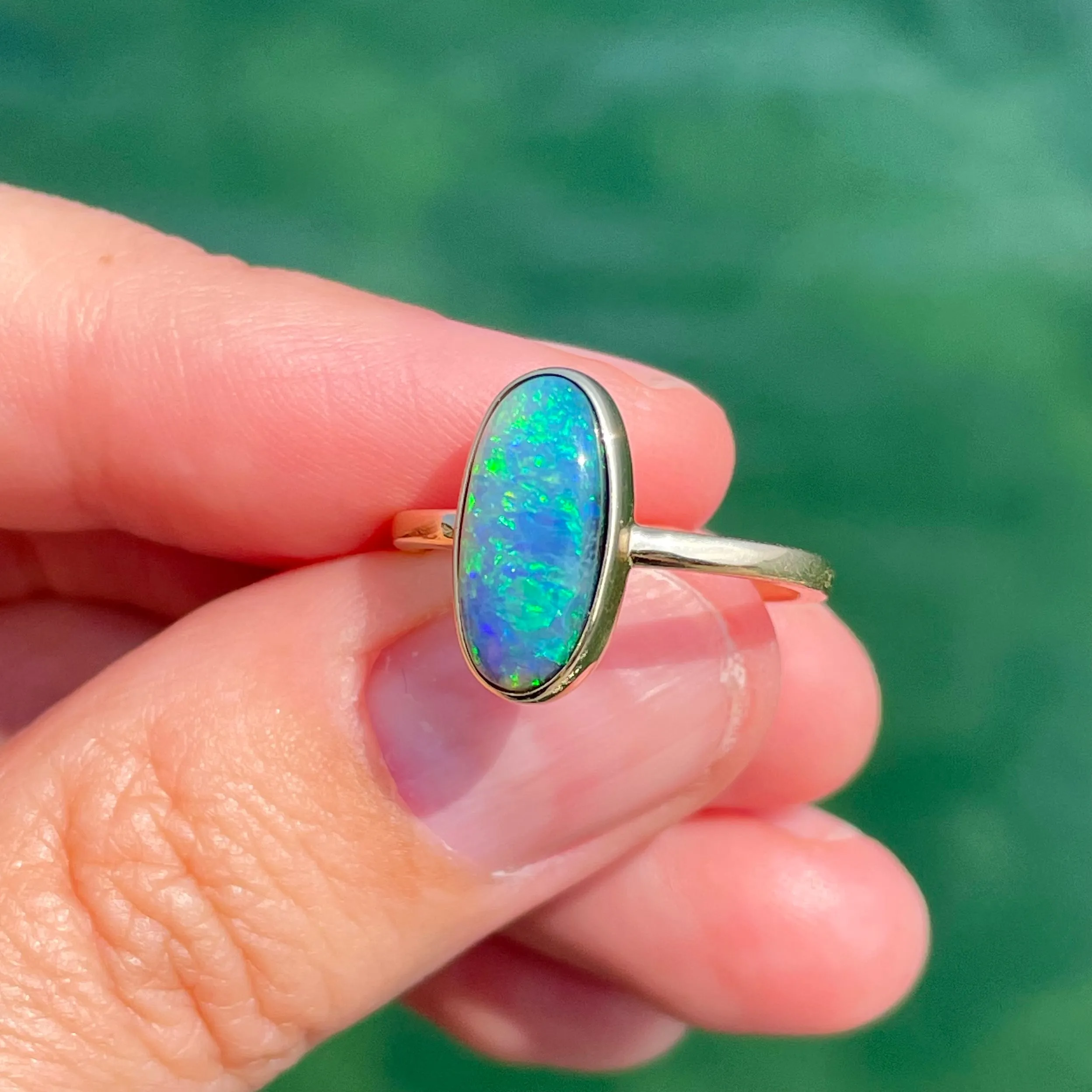 Oval Lightning Ridge Opal Ring