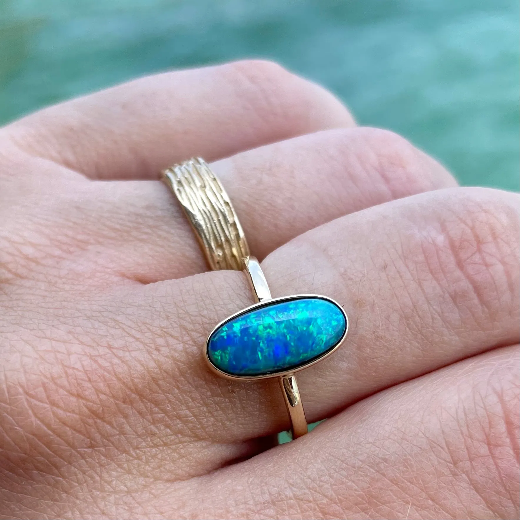 Oval Lightning Ridge Opal Ring