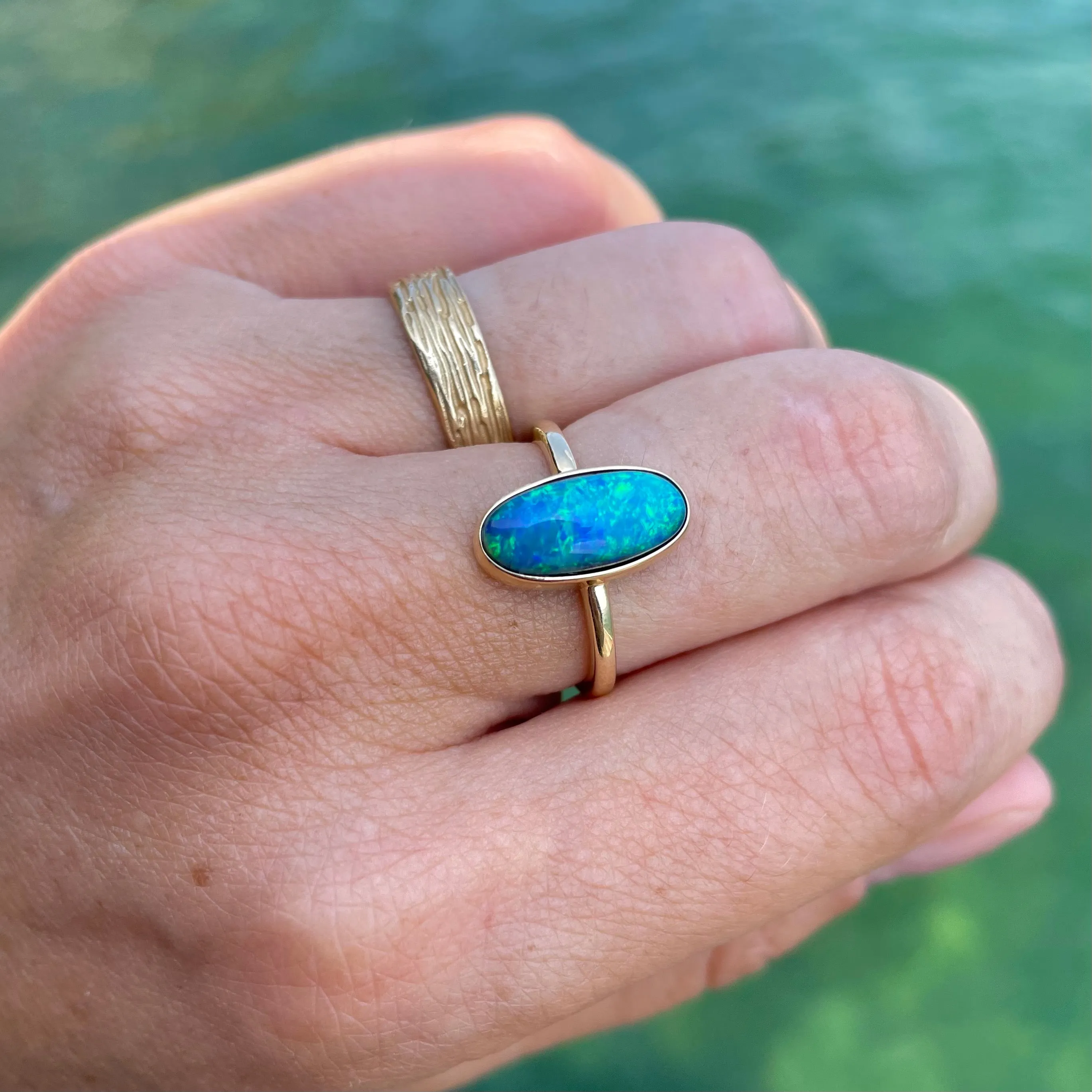 Oval Lightning Ridge Opal Ring