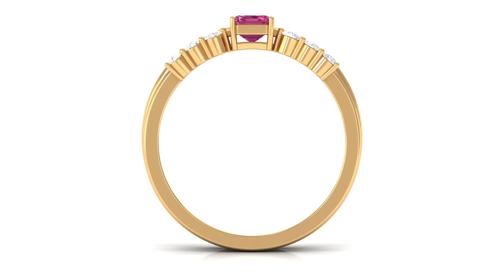 Pink Tourmaline Solitaire Ring Set with Diamond