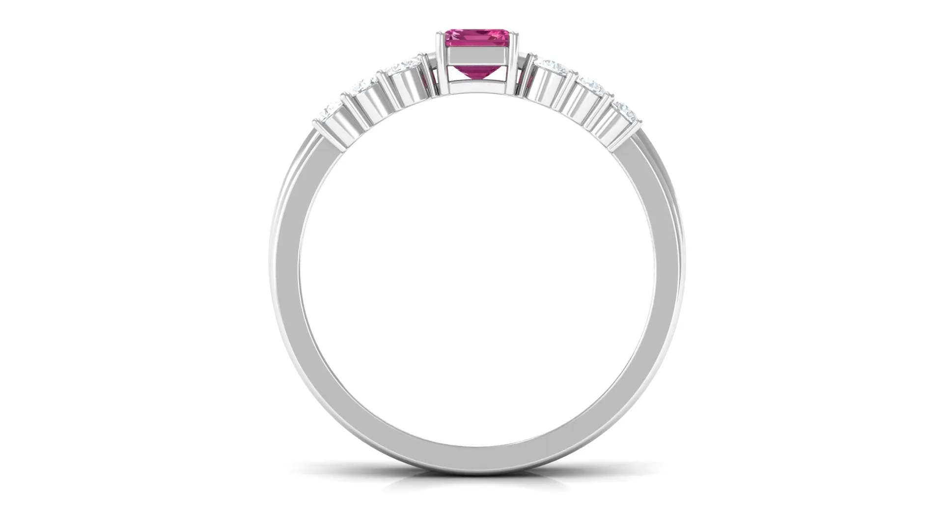 Pink Tourmaline Solitaire Ring Set with Diamond