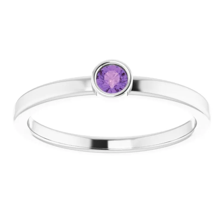 Platinum 3 mm Natural Amethyst Ring