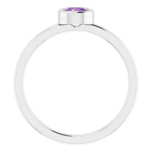 Platinum 4.5 mm Natural Amethyst Ring