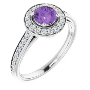 Platinum Natural Amethyst & 1/3 CTW Natural Diamond Ring