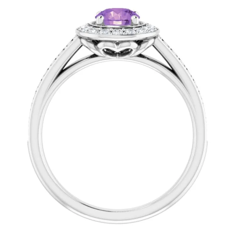 Platinum Natural Amethyst & 1/3 CTW Natural Diamond Ring