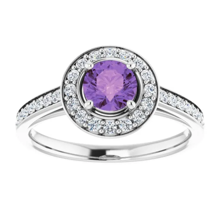 Platinum Natural Amethyst & 1/3 CTW Natural Diamond Ring