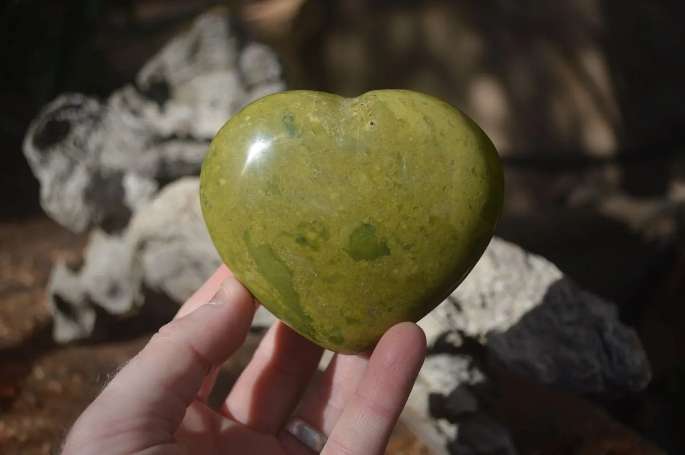 Polished Green Opal Gemstone Hearts  x 6 From Antsirabe, Madagascar