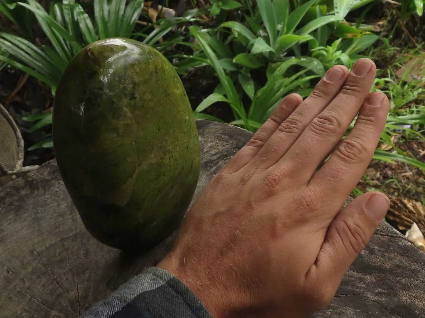 Polished Green Opal Standing Free Form  x 1 From Antsirabe, Madagascar