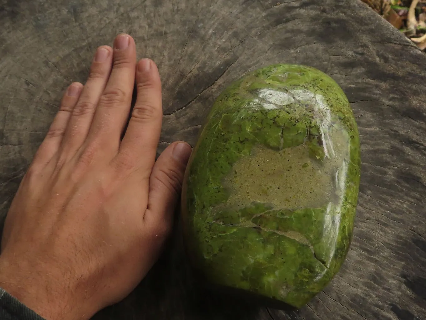 Polished Green Opal Standing Free Form  x 1 From Antsirabe, Madagascar