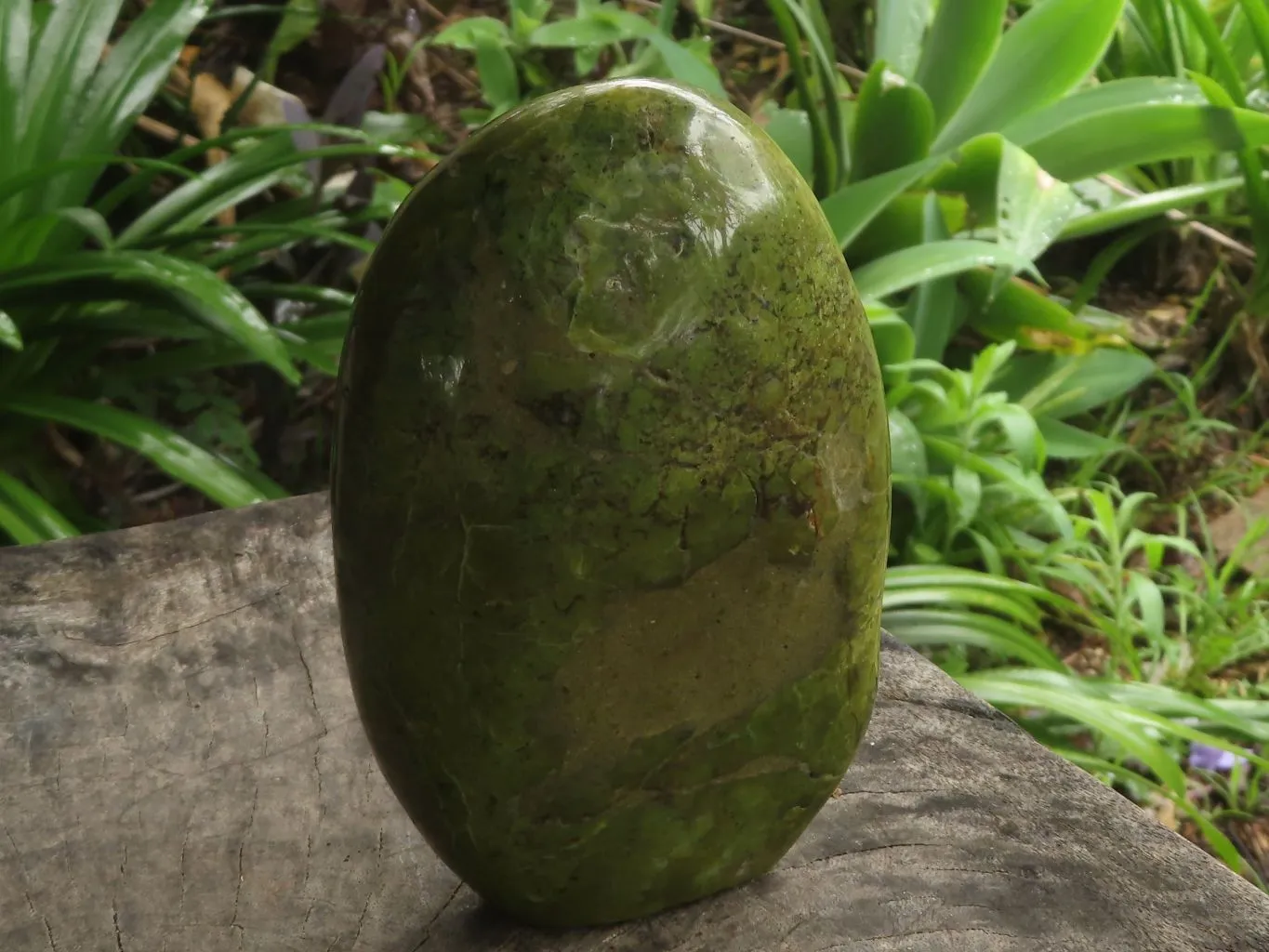 Polished Green Opal Standing Free Form  x 1 From Antsirabe, Madagascar