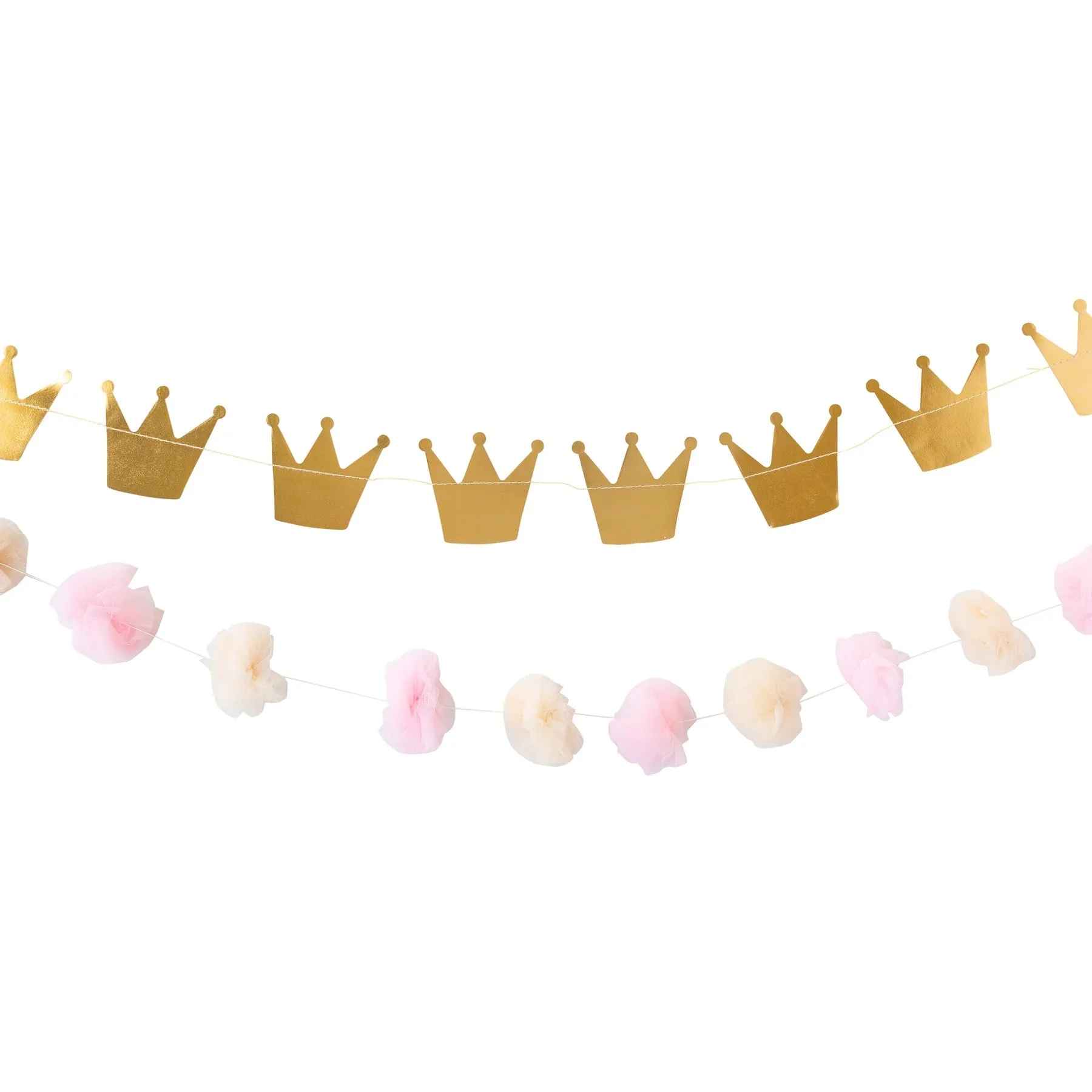 Princess Crowns And Pom Pom Tulle Banner Set | 1 ct