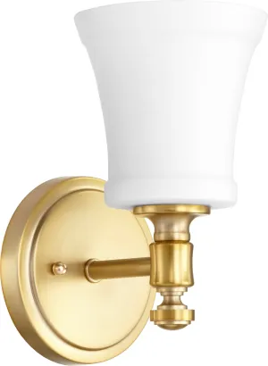 Quorum Rossington 5422-1-80 Wall Mount - Aged Brass W/ Satin Opal