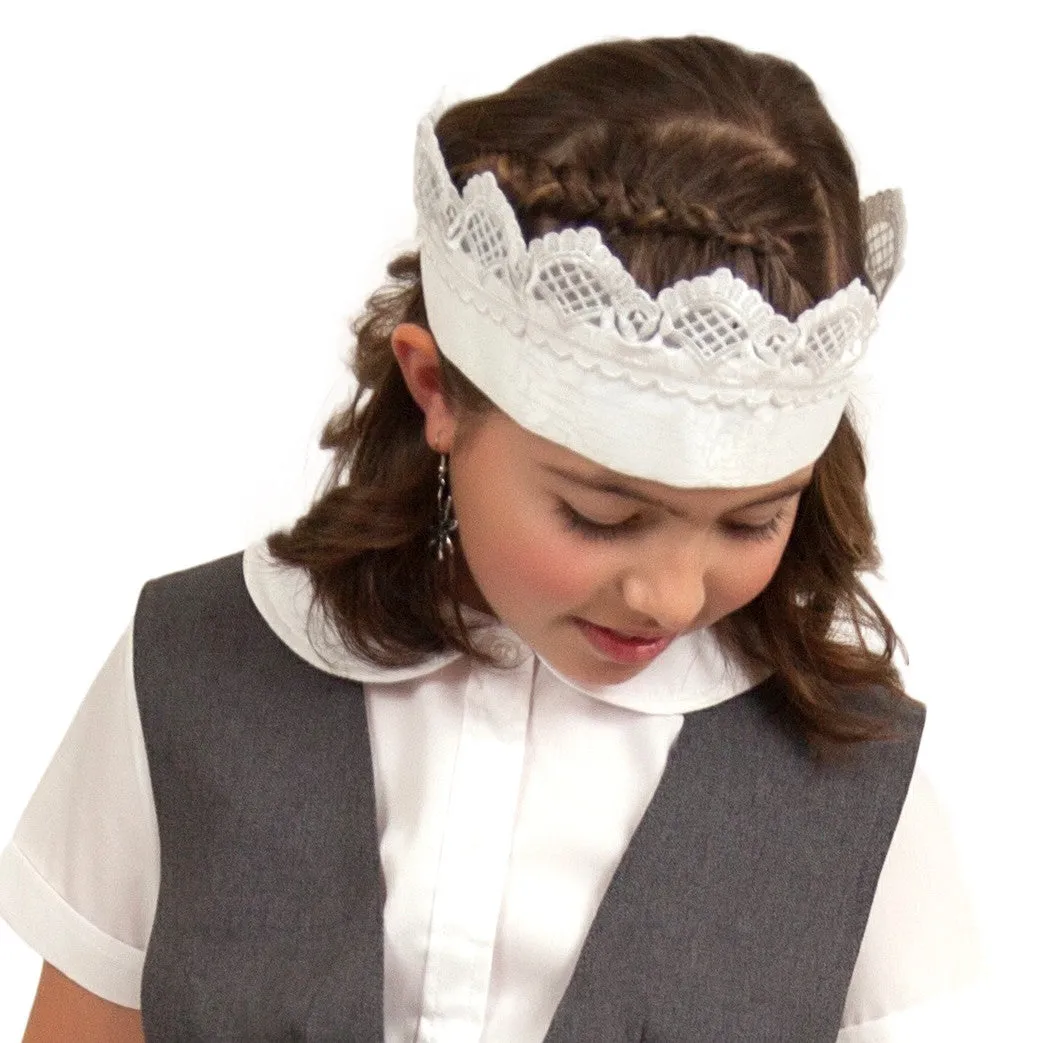 "Maid Costume" White Lace Headband & Youth Off Ecru Full Lace Apron