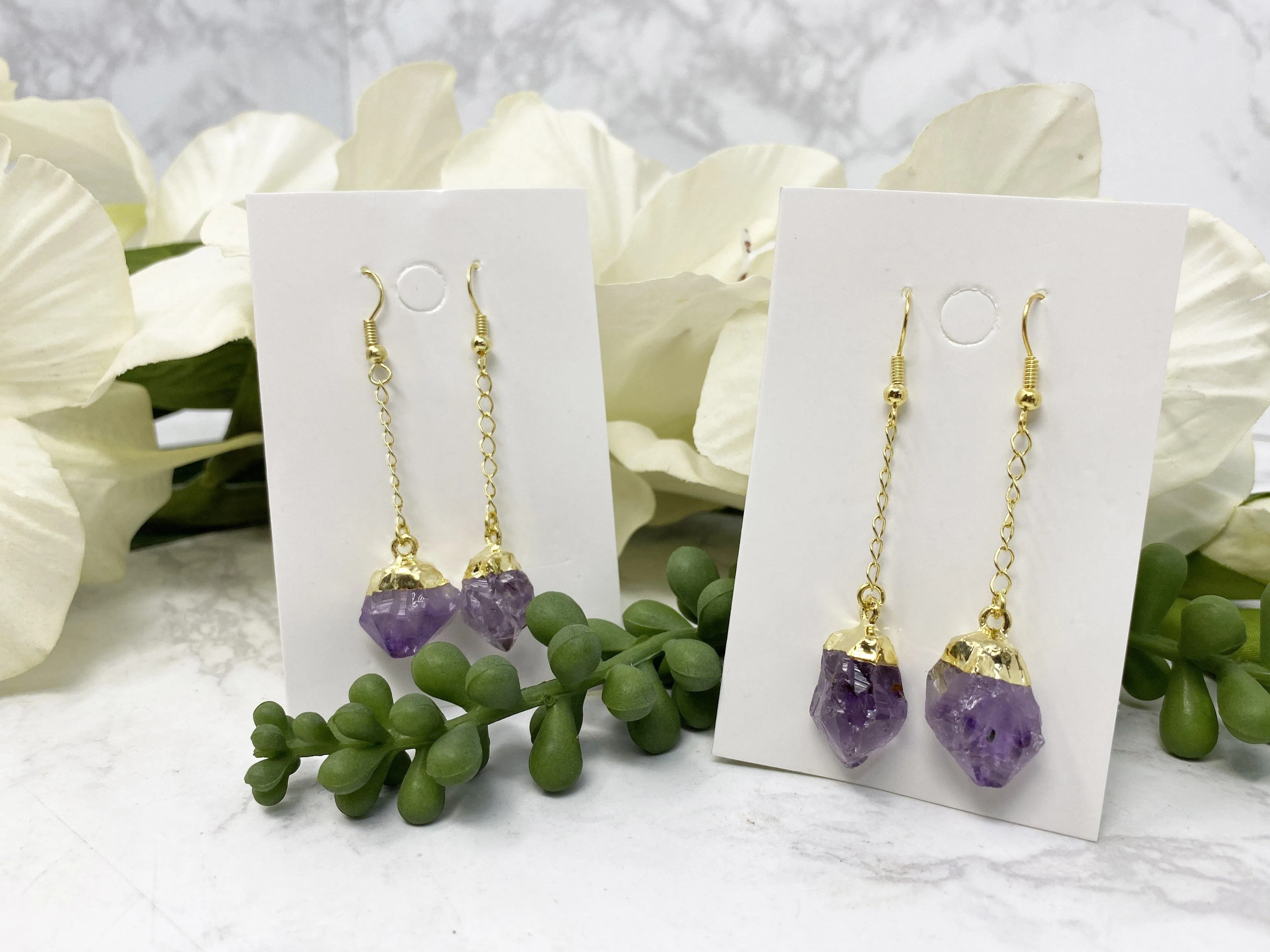 Raw Amethyst Earrings