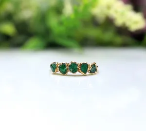 Raw Emerald Multi-stone Ring ~ May birthstone ring