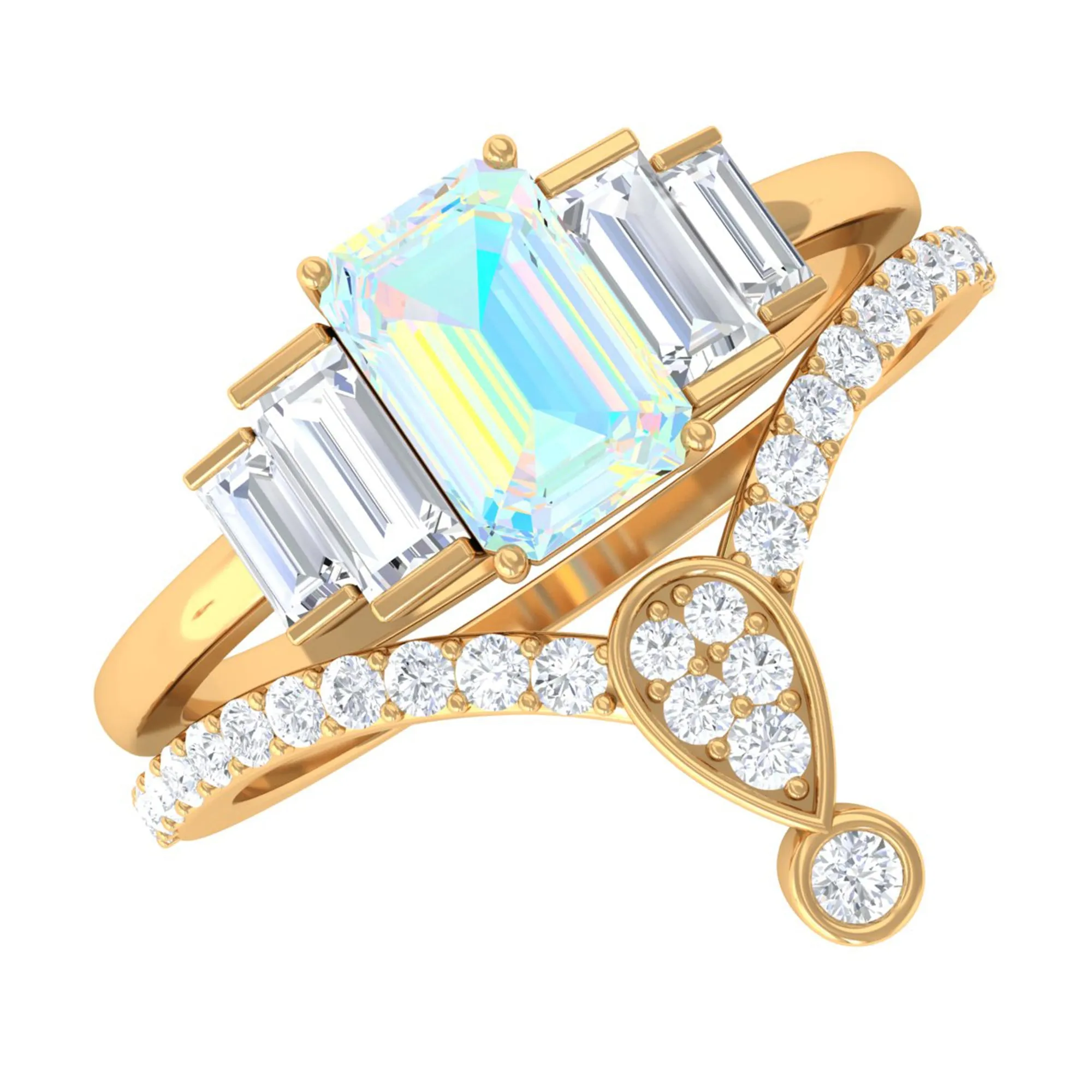 Real Ethiopian Opal and Moissanite Ring Set