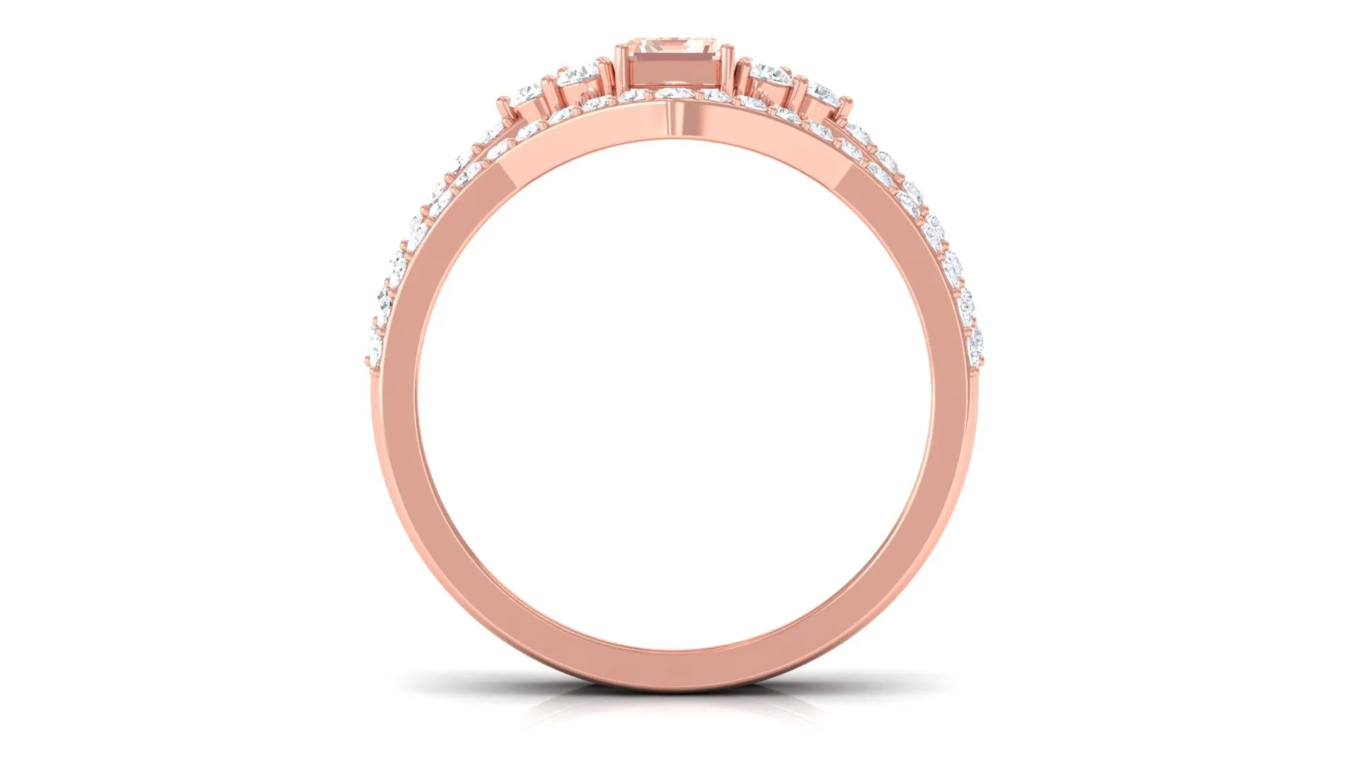 Real Morganite Stackable Ring Set with Diamond