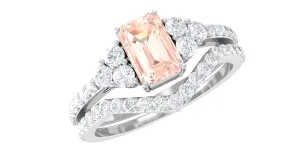 Real Morganite Stackable Ring Set with Diamond