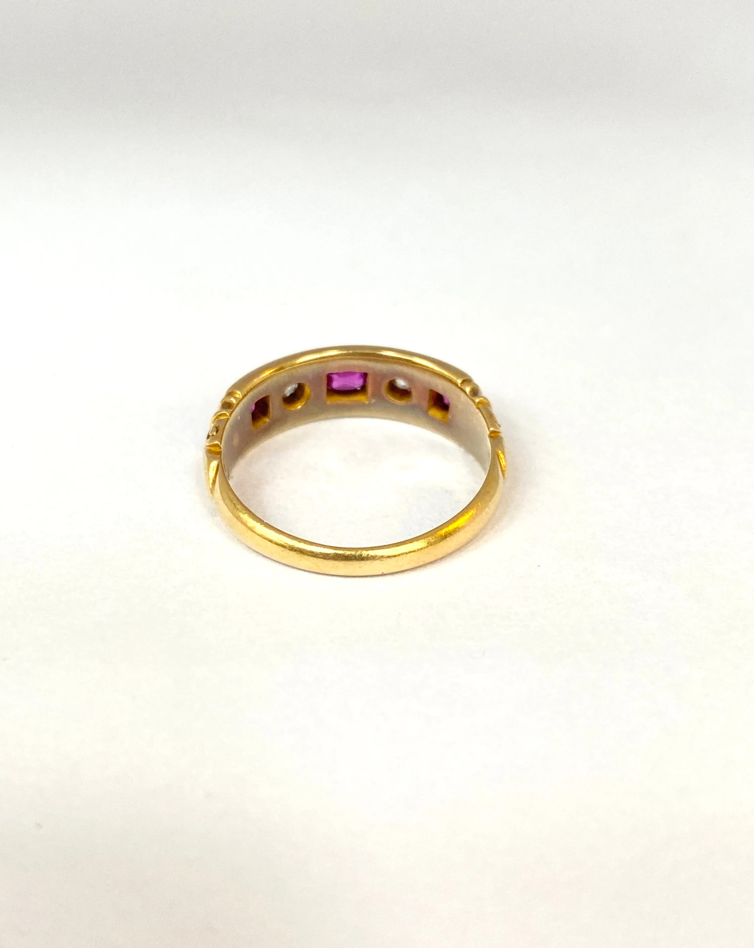 RESERVED JAIME Victorian, 18ct Gold Ruby and Diamond Gypsy Ring, Hallmarked Birmingham, 1884 (4.18g)