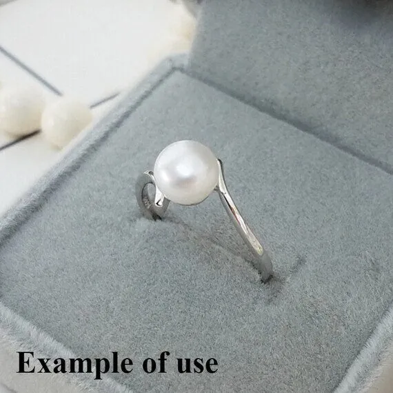 Ring Setting Blank 8mm 1pc 1.1g 925 Sterling Silver Adjustable Round Shape Base for 1 Pearl Bead Wholesale Available