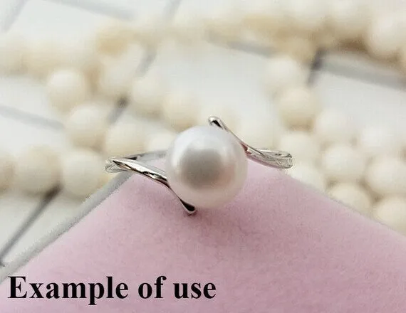 Ring Setting Blank 8mm 1pc 1.1g 925 Sterling Silver Adjustable Round Shape Base for 1 Pearl Bead Wholesale Available