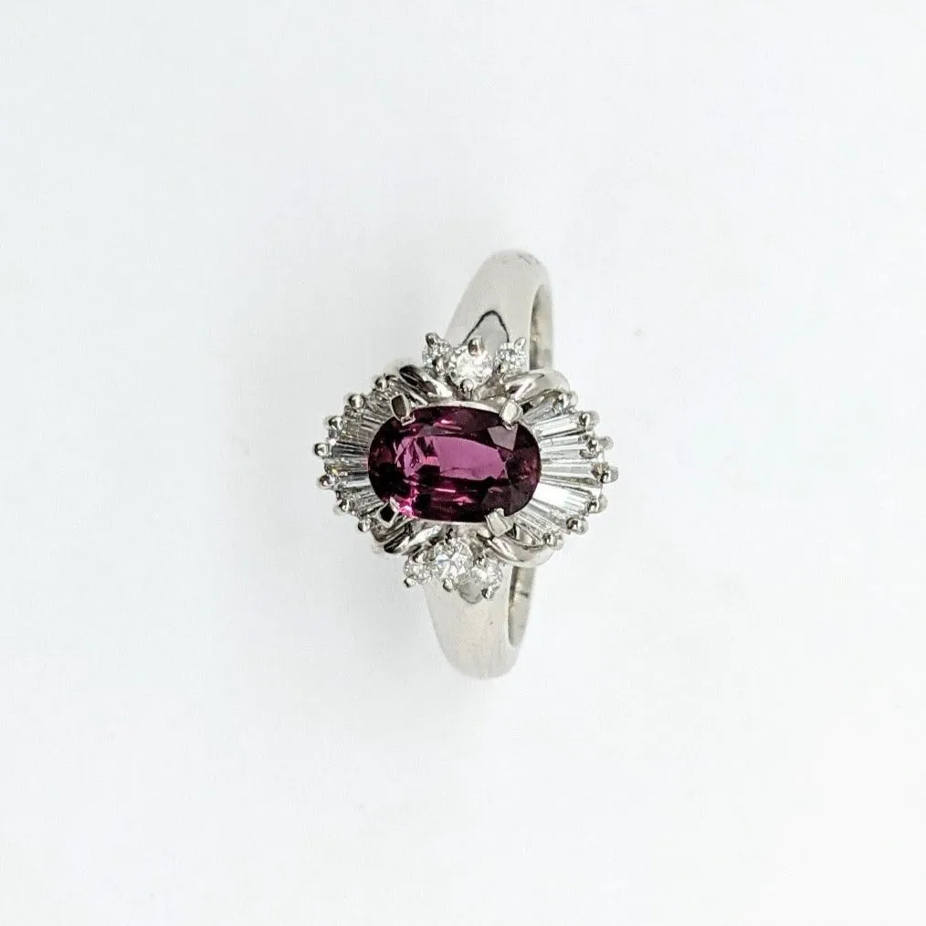 Rubelite and Diamond ladies fashion ring