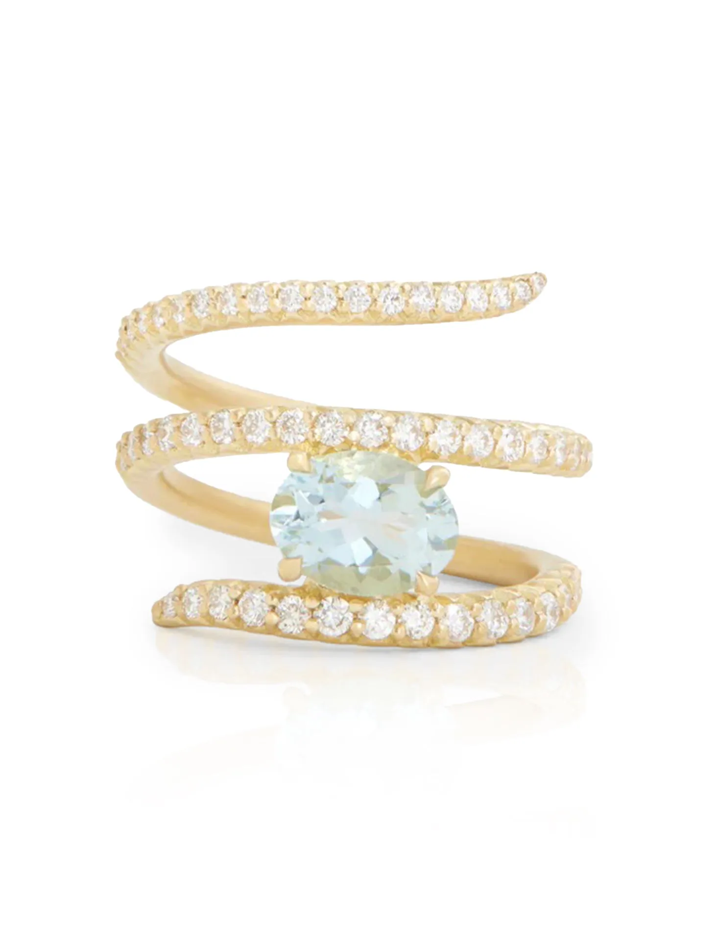 Script, 18K Yellow Gold, Aquamarine   Diamond Ring