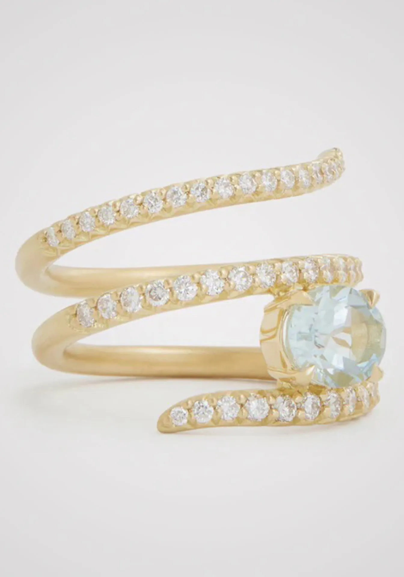 Script, 18K Yellow Gold, Aquamarine   Diamond Ring