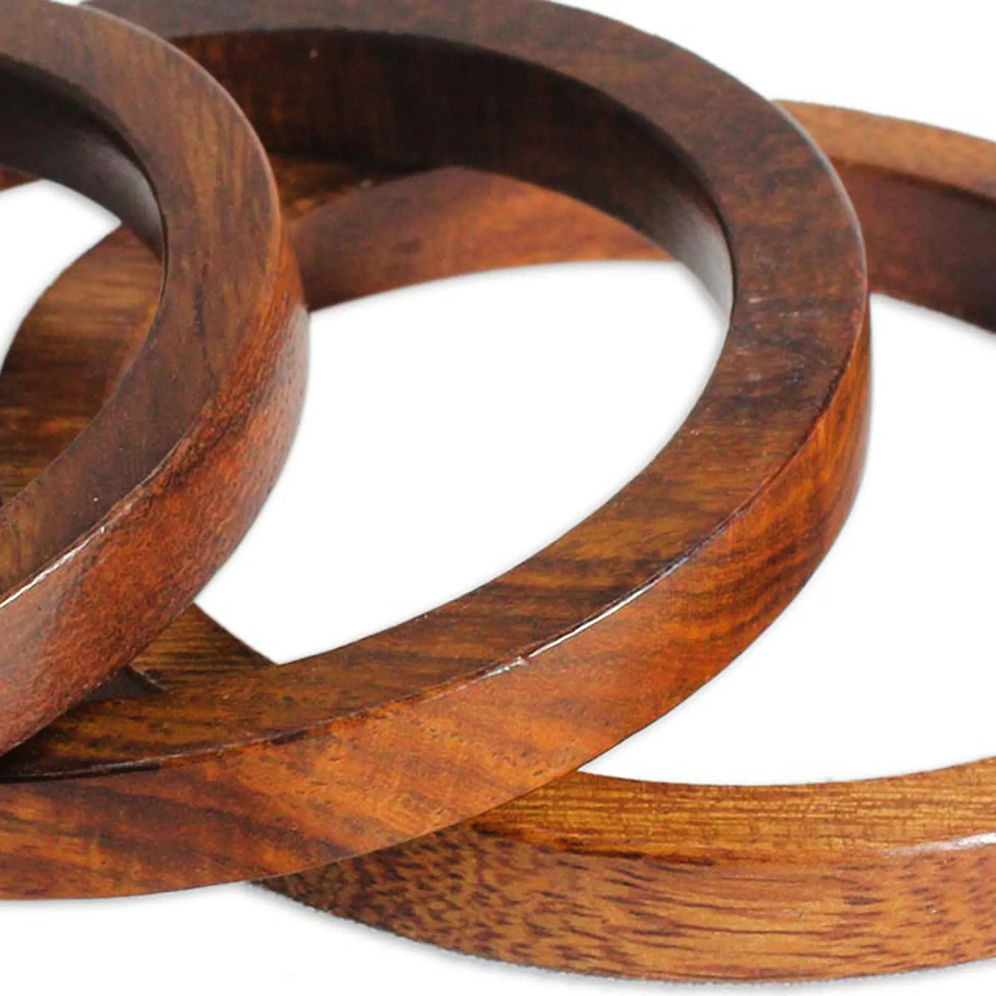 Set of 3 Hand-Carved Mango Wood Bangle Bracelets from India - Fashionable Trio | NOVICA