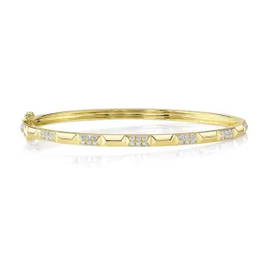 Shy Creation "Kate Collection" .56CTW Diamond Geo Cut Bangle in 14K Yellow Gold