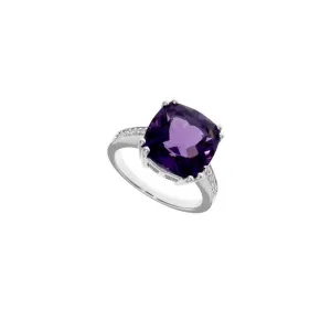 Silver, Amethyst and CZ cushion ring