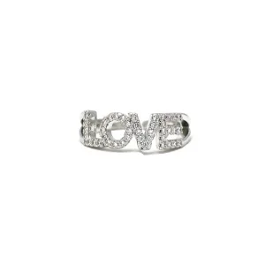 Silver Cubic Zirconia Love Adjustable Ring