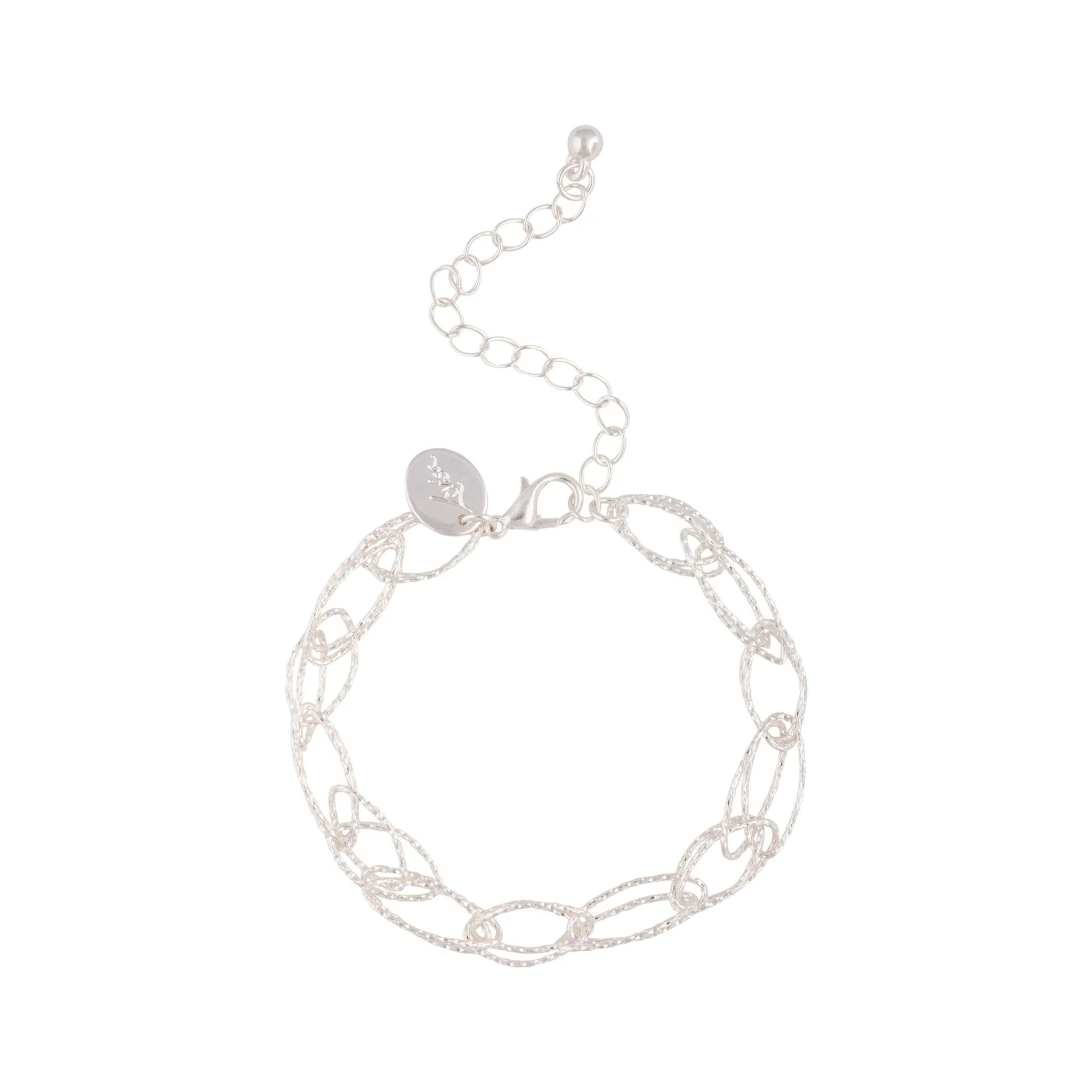 Silver Diamond Cut Link Bracelet