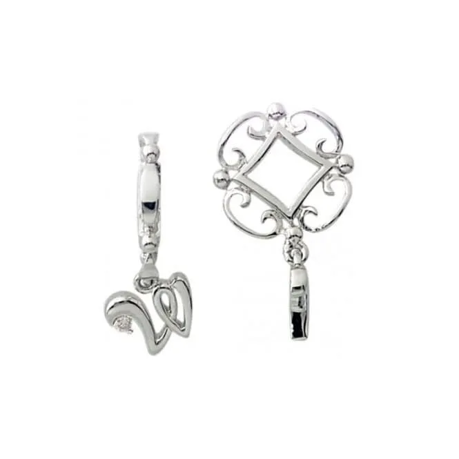 Silver W Initial Dangle Charm S222D