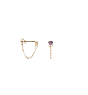 Single Love Chain Stud Earring 14K