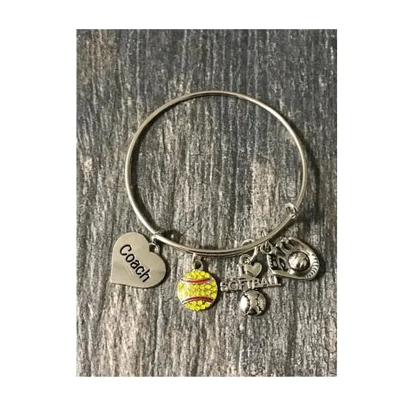 Softball Coach Bangle Bracelet