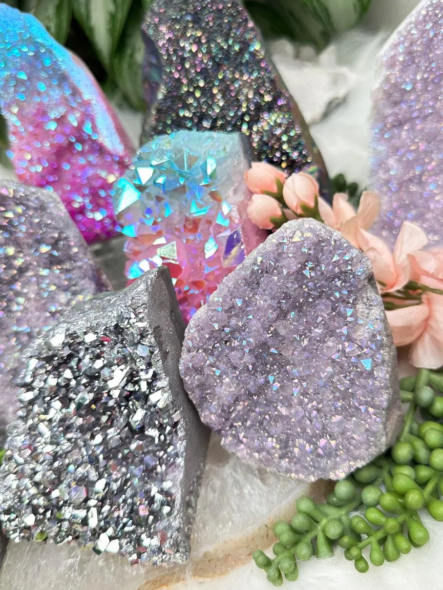 Standing Aura Amethyst Clusters