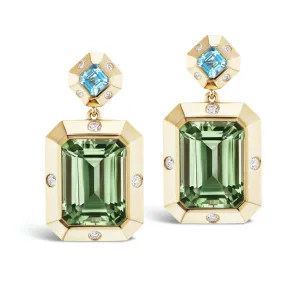 Stella Earrings Blue Topaz x Green Amethyst