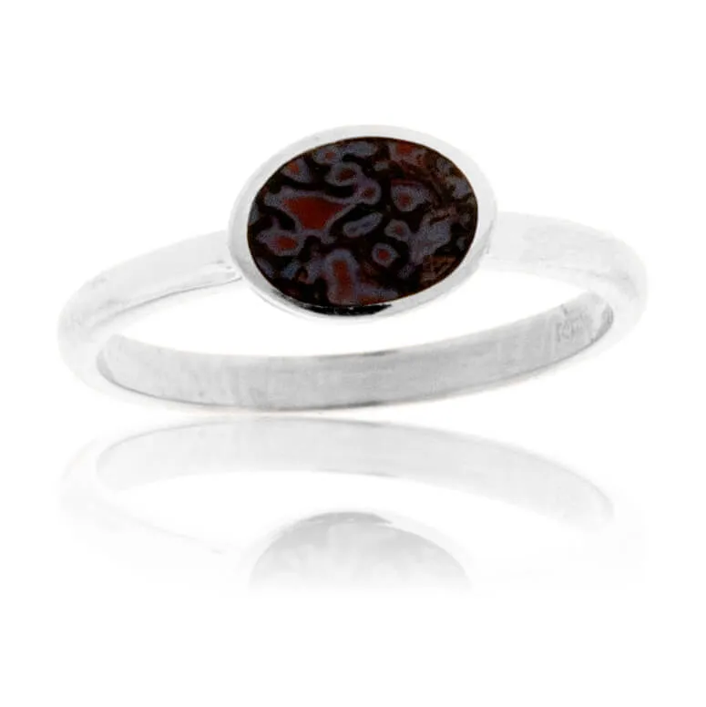 Sterling Silver Inlay Oval Stackable Ring