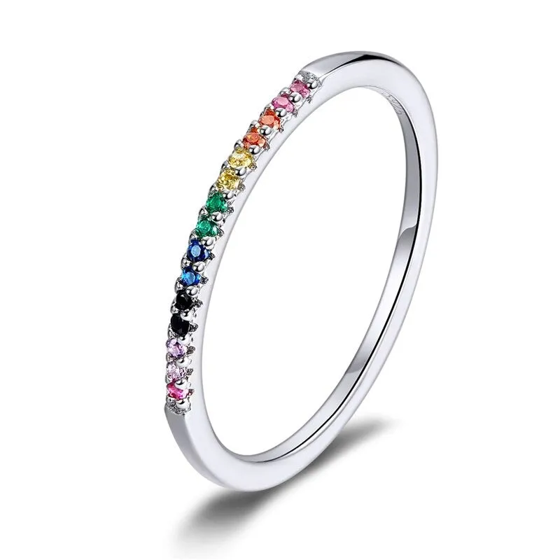 Sterling Silver Multi-Style Zircon Adorned Stackable Rings