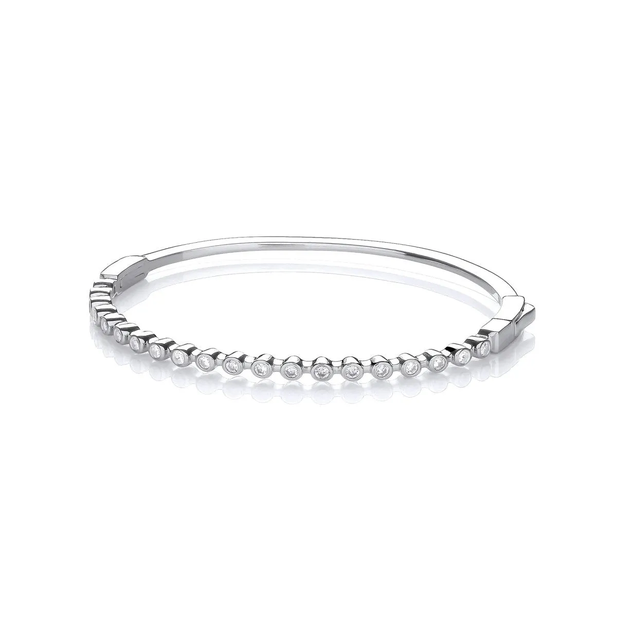 Sterling Silver Rubover CZ Bangle