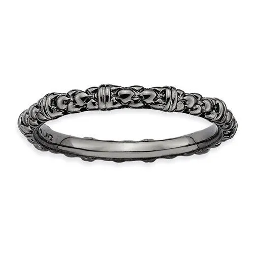 Sterling Silver Stackable Expressions Black Plated Cable Design Ring