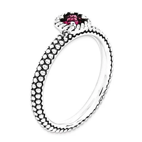 Sterling Silver Stackable Expressions Cushion Cut Ruby Ring