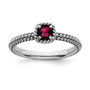 Sterling Silver Stackable Expressions Cushion Cut Ruby Ring