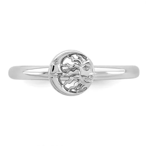 Sterling Silver Stackable Expressions Sun & Moon Ring