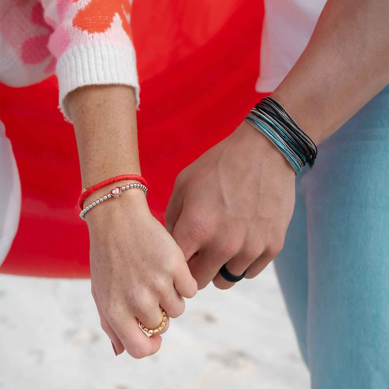 Stone & Enamel Heart Stretch Bracelet